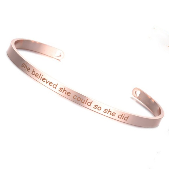Jewelry - "She Believed She Could..." Rose Gold Bangle